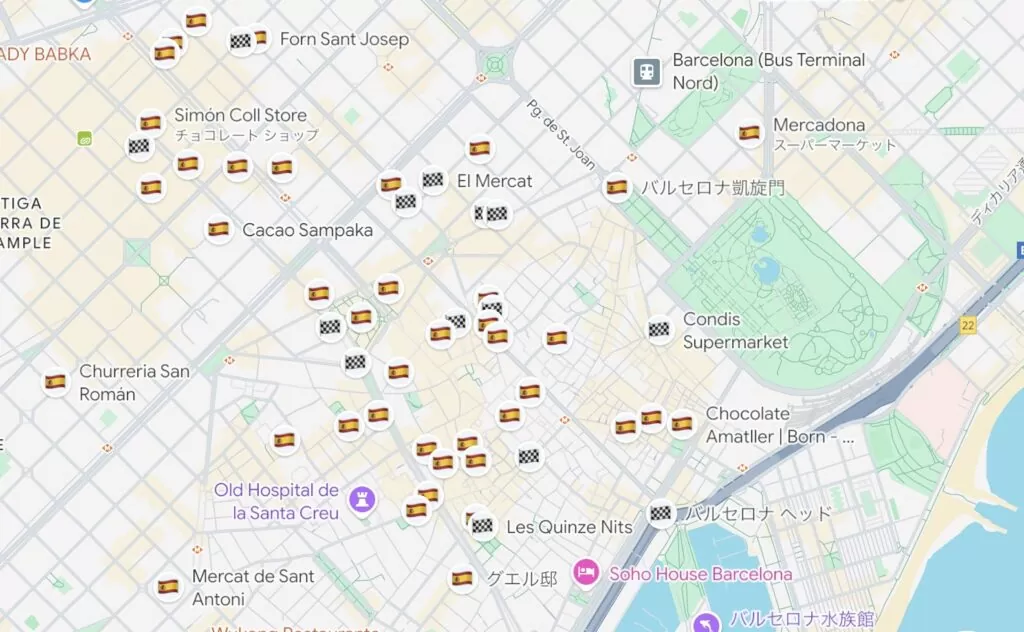 Google Mapにピンを立てた画面